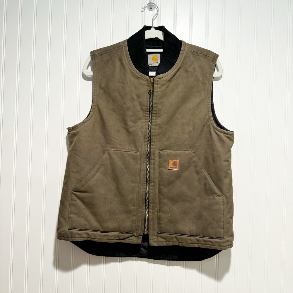 Carhartt V02 Vest Brown Canvas Quilted Lining Mens Medium